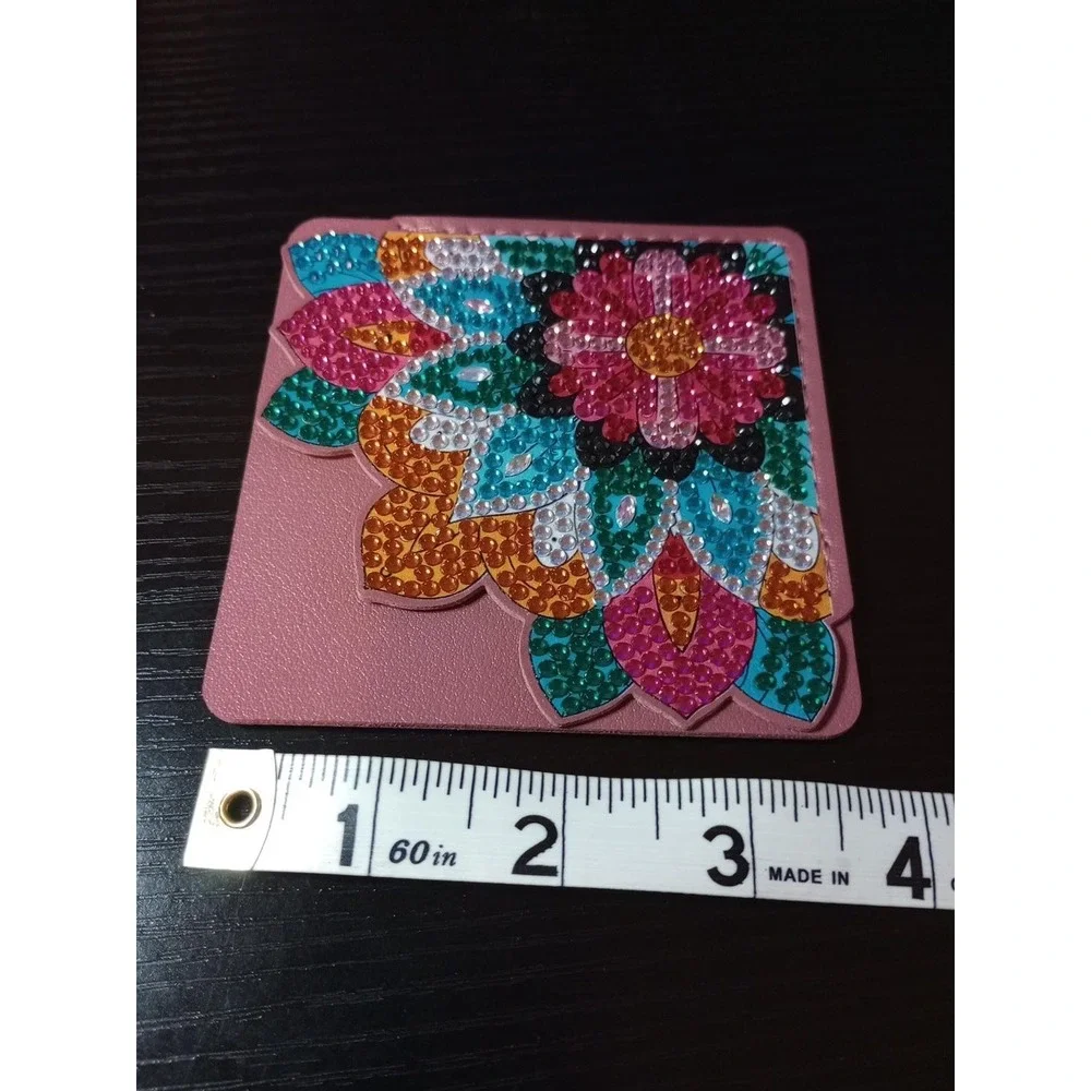 Handmade Diamond Art Corner Bookmark Pink Floral Rhinestone Book Page Marker